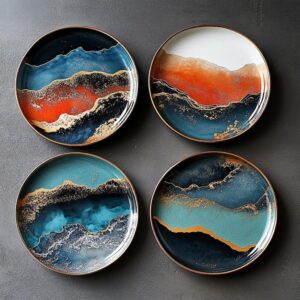 Marble & Brass Coaster Set (Set of 4)