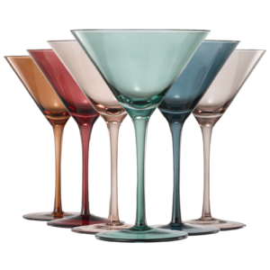 Colored Martini & Cocktail Crystal Glasses, 10oz | Set of 6