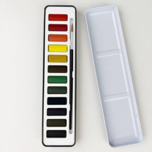 Watercolor paint set with brush