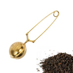 Gold Snap Ball Tea Infuser - Stainless Steel Handle Strainer