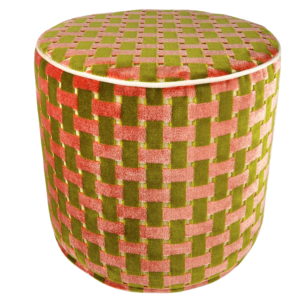 Perch Gwen - coral/green stool w/ cord (MADE TO ORDER)