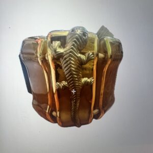Murano Glass & Hand painted gold over brass  Bracelet in CARMEL