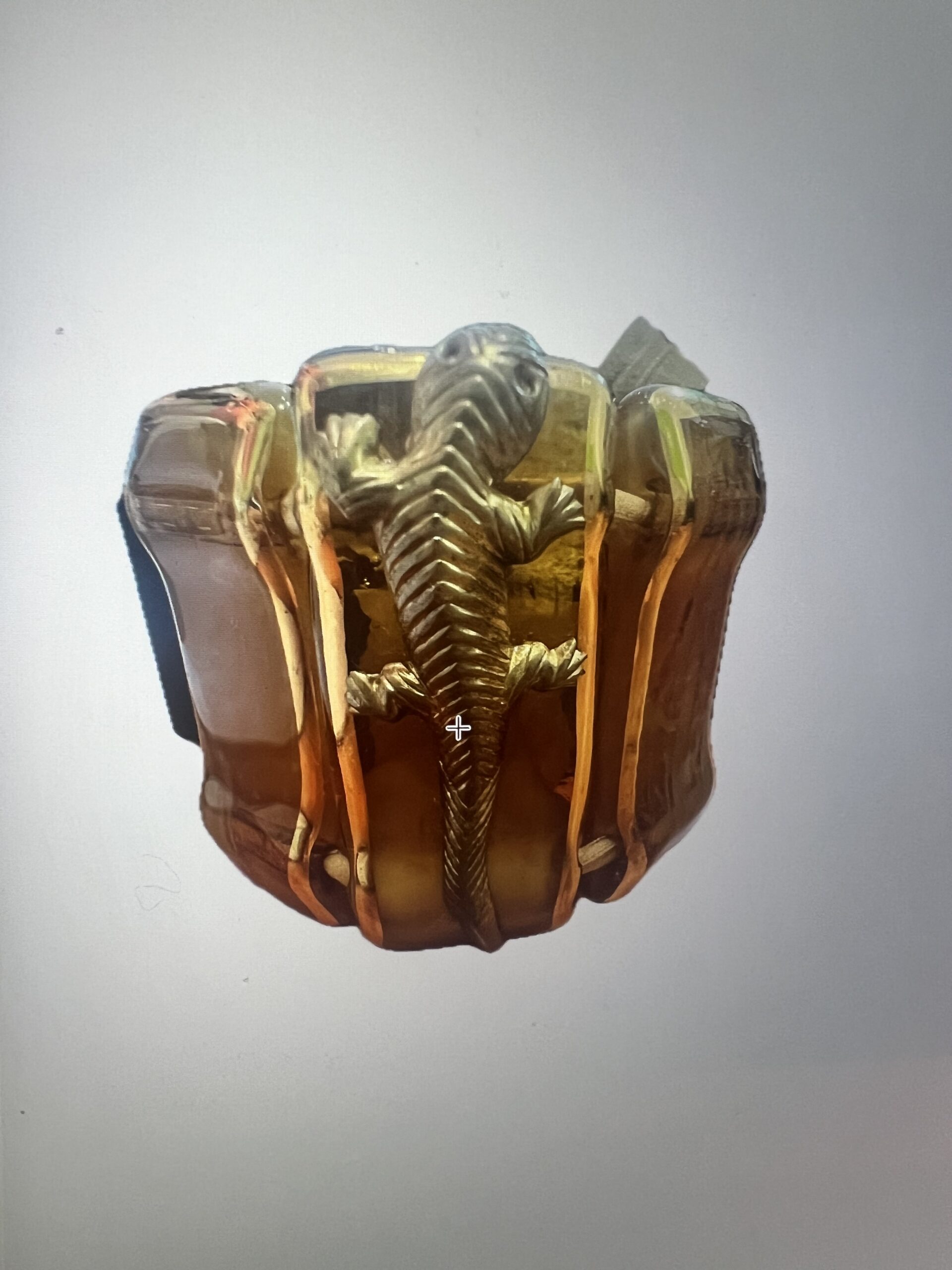 Murano Glass & Hand painted gold over brass Bracelet in CARMEL