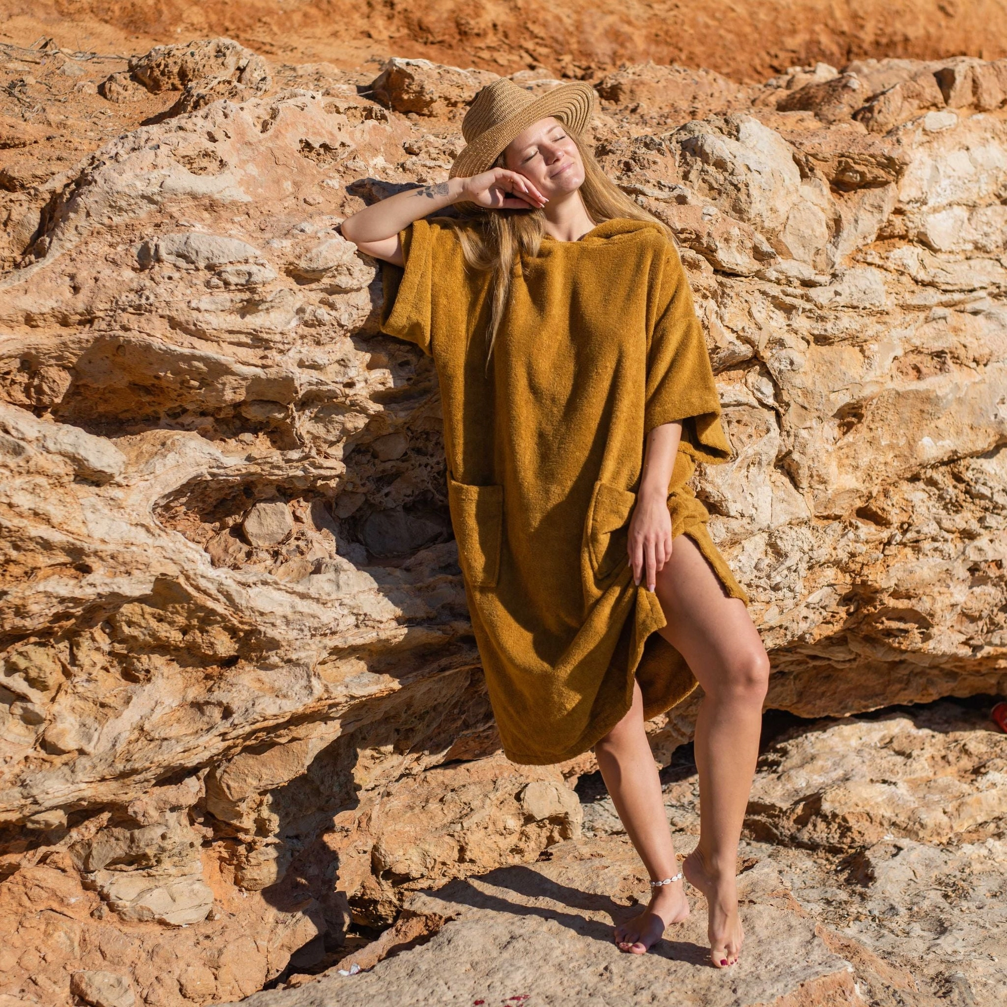 ATELIER DUNE Poncho Premium coton bio - Caramel - Image 4