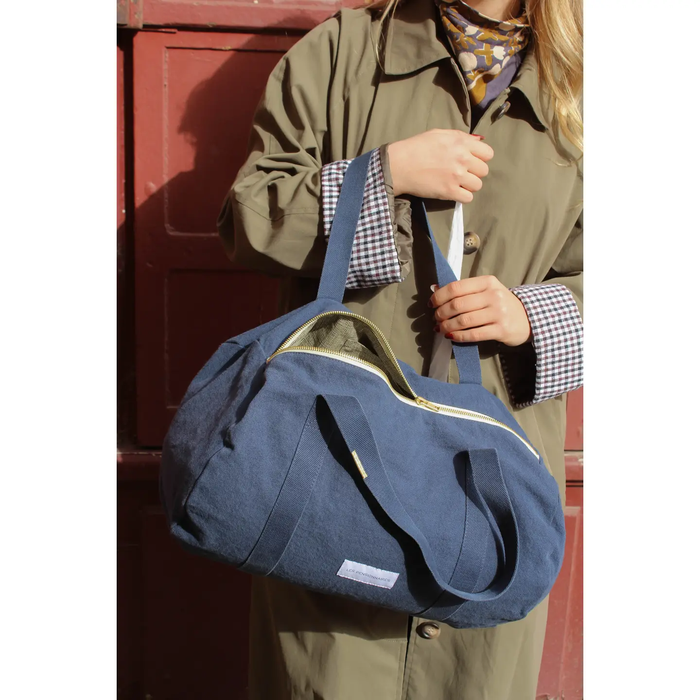 Mini bowling bag in storm blue organic cotton canvas - Image 2