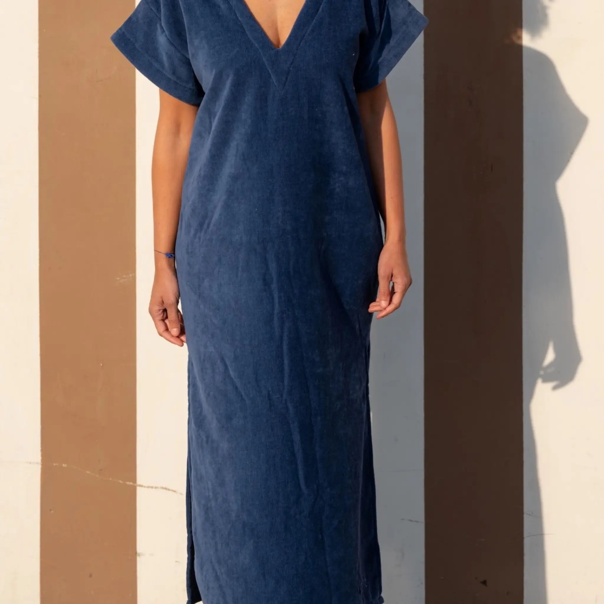 Long Vintage- styled Dress - Ultramarine