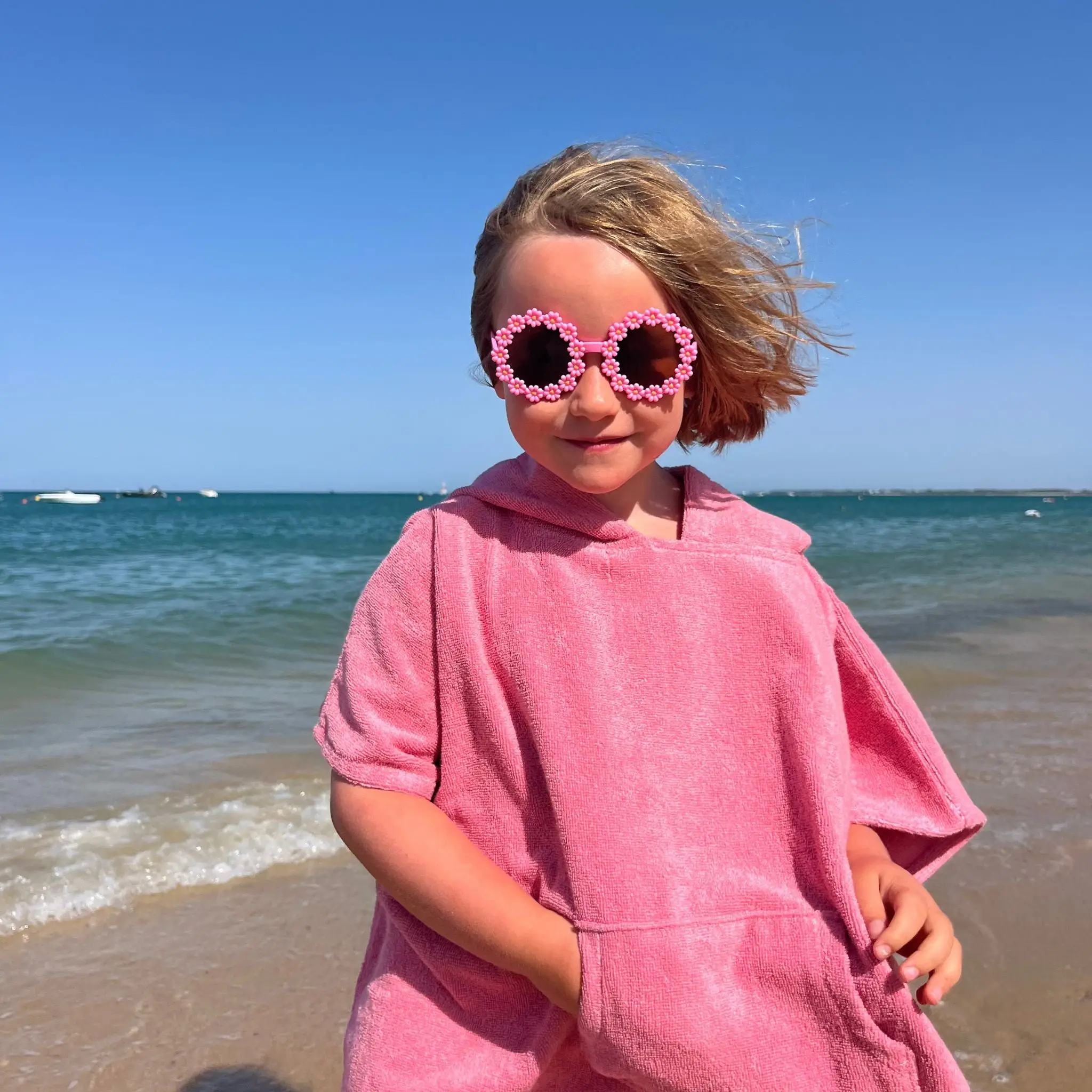 Organic Cotton Poncho - 4/8 years - Malabar Pink - Image 2