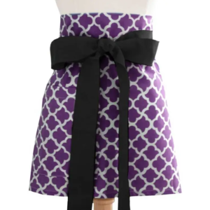 Latticework Aubergine Purple Printed Cloth Cocktail Apron