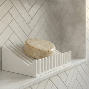 Soap Dish - White Soap Saver Tray - Waterfall Premium Holder