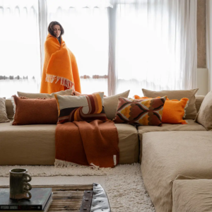 Woolen Throw in Orange