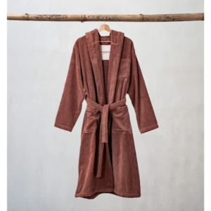 Hooded Bathrobe in Size L/XL in Cinnamon