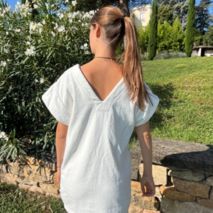 Short Vintage- styled Dress in Chantilly White