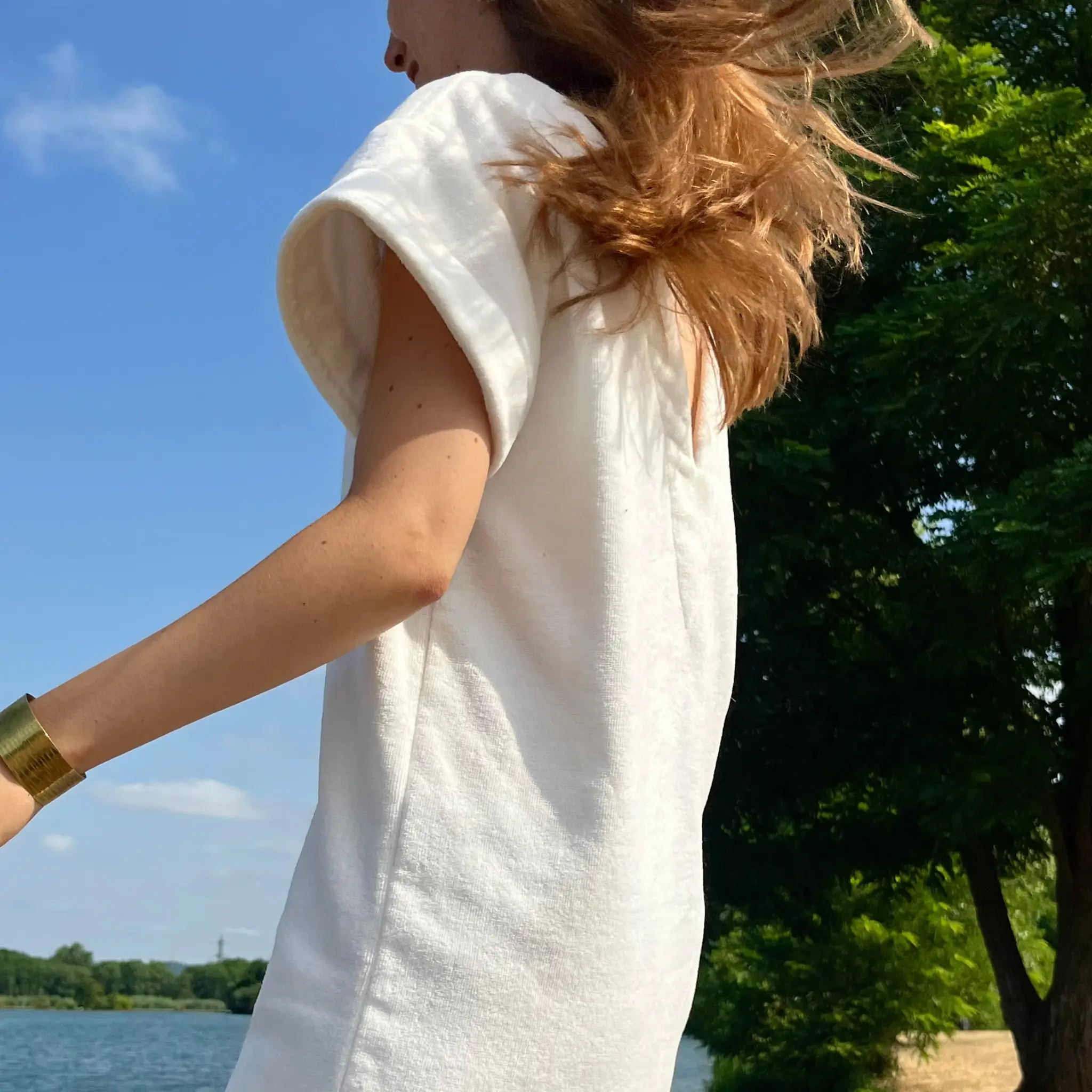 Short Vintage- styled Dress in Chantilly White - Image 3
