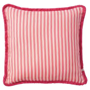 Pinstripe Rose Printed Pillow with Fringe