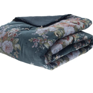 Bangalore French Floral Quilt/Comforter in 100% Cotton Velvet in Canard. 220cm x 250cm