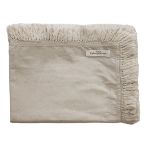 FRINGED THROW in Natural Linen & Cotton