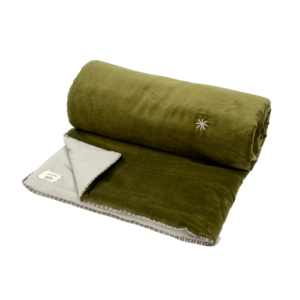 Namaste French Floral Quilt/Comforter in 100% Cotton Velvet in Olive. 220cm x 250cm